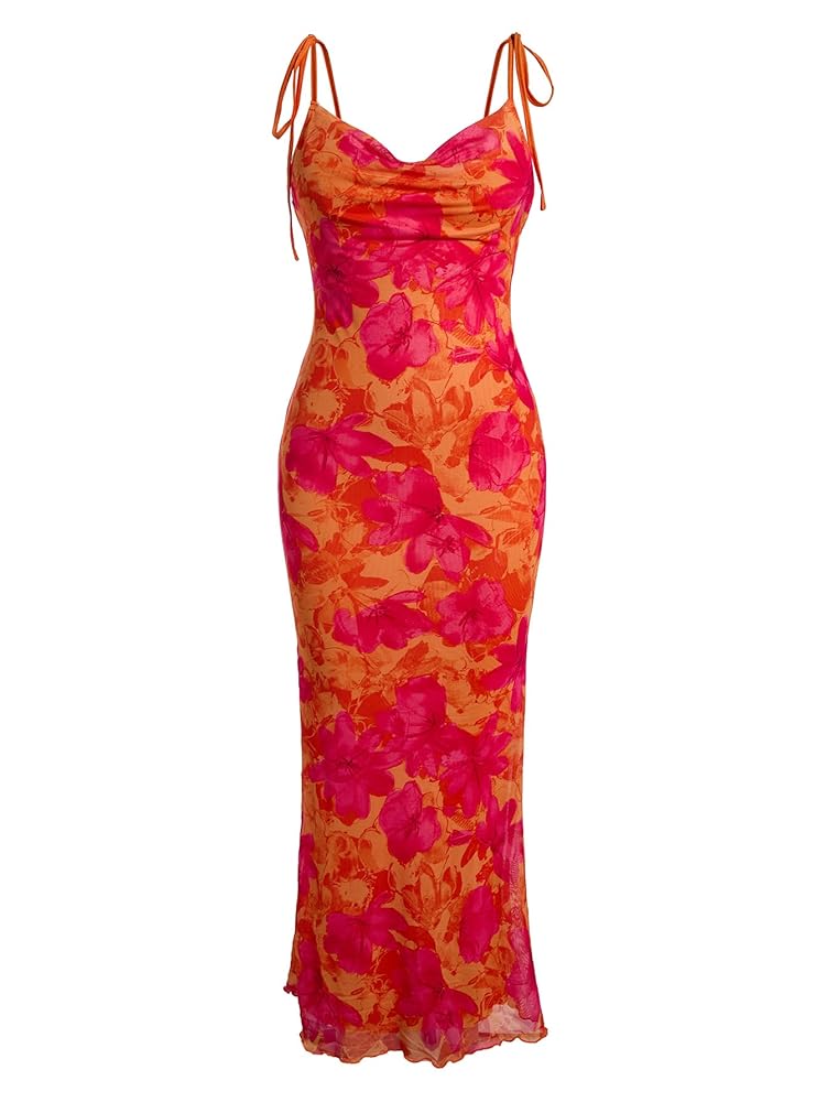 Amazon.com: GORGLITTER Women's Mesh Ruched Floral Bodycon